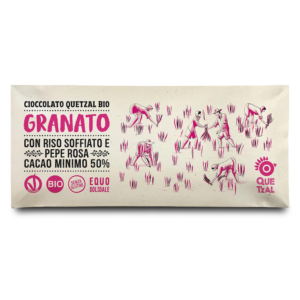 Granato – Modica Schokolade mit rosa Pfeffer und Puffreis BIO, 60g